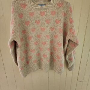 CeCe Crew Neck Sweater in Pink and Cream